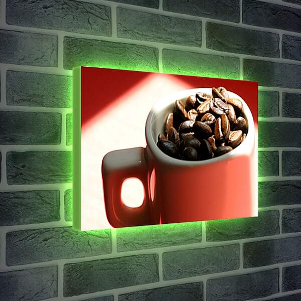 Лайтбокс световая панель - Полная чашка зёрен кофе