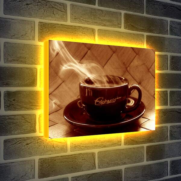Лайтбокс световая панель - Чашка на блюдце с горячим напитком