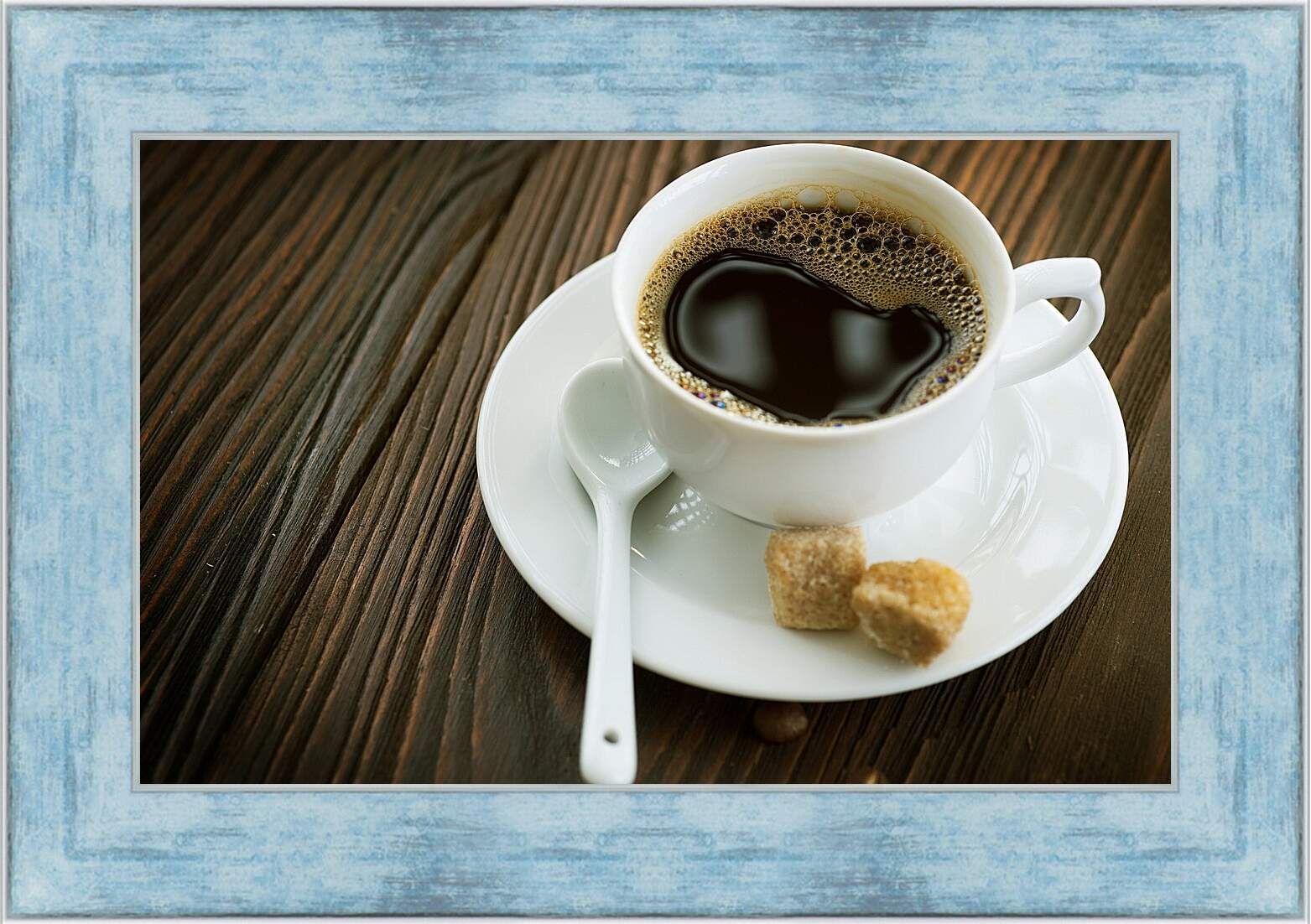 Картина в раме - Чашечка с кофе на блюдце