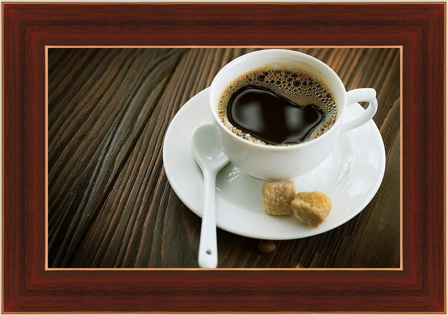 Картина в раме - Чашечка с кофе на блюдце