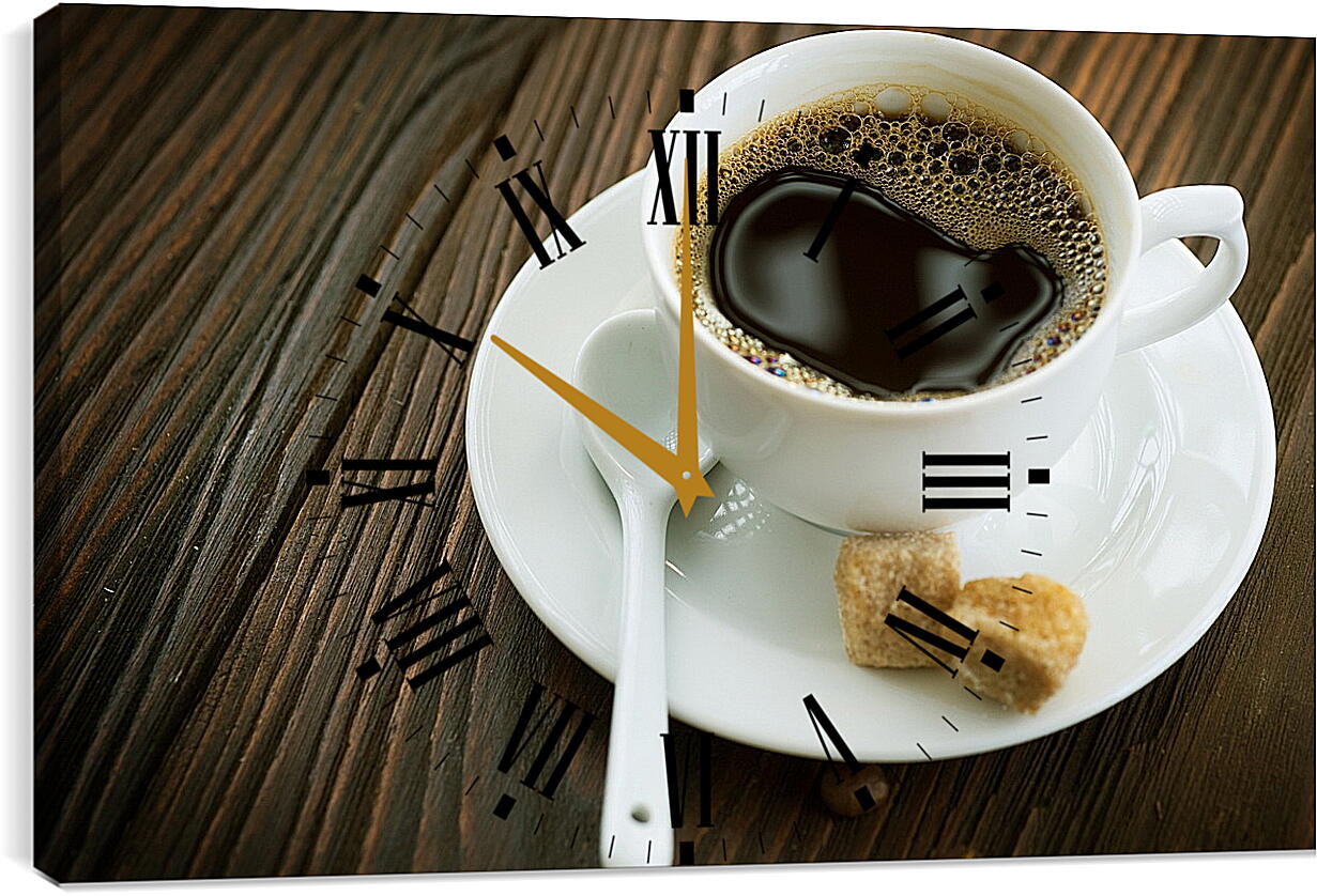 Часы картина - Чашечка с кофе на блюдце