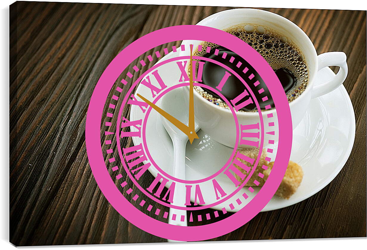 Часы картина - Чашечка с кофе на блюдце