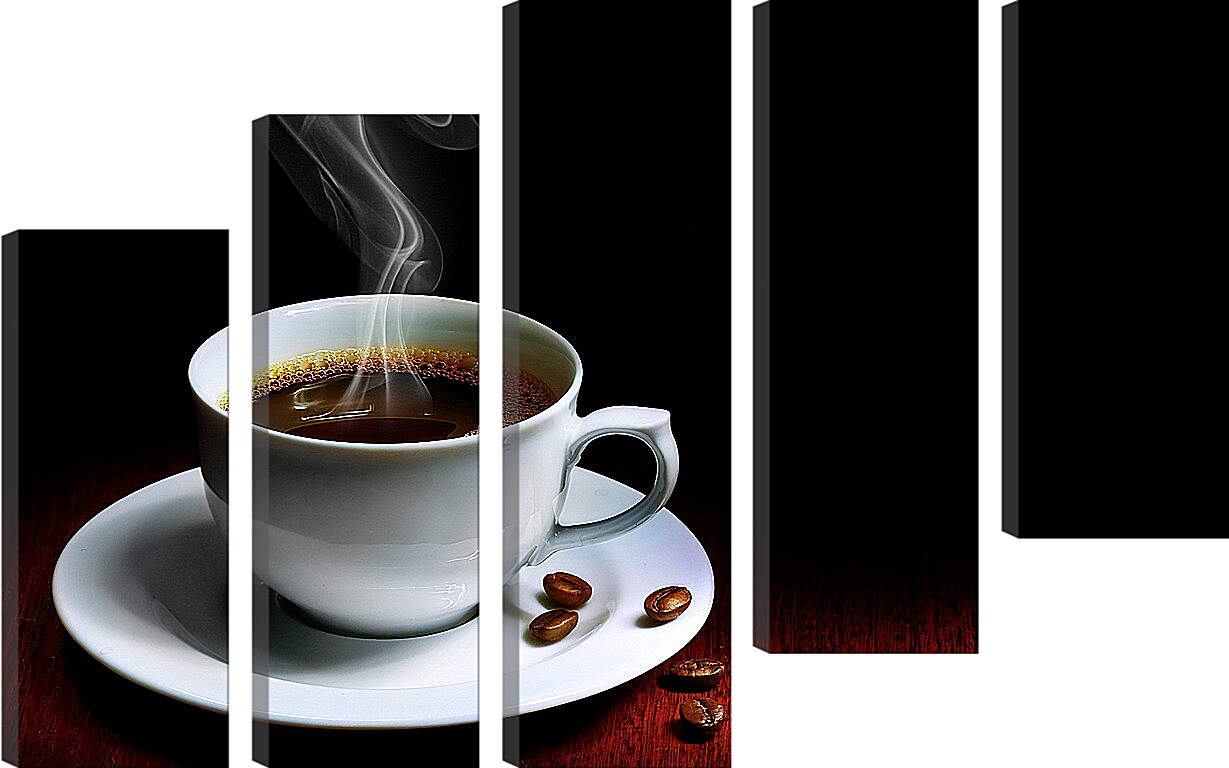 Модульная картина - Чашка и несколько зёрен кофе