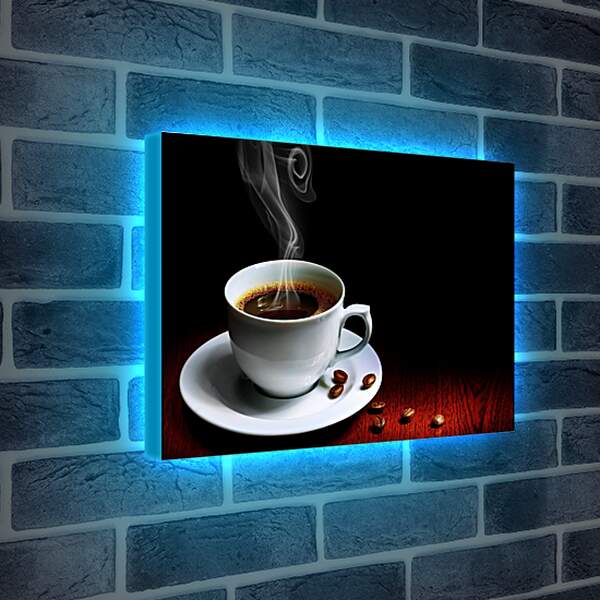 Лайтбокс световая панель - Чашка и несколько зёрен кофе