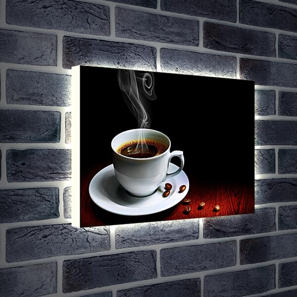 Лайтбокс световая панель - Чашка и несколько зёрен кофе