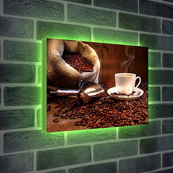 Лайтбокс световая панель - Чашка и зёрна кофе
