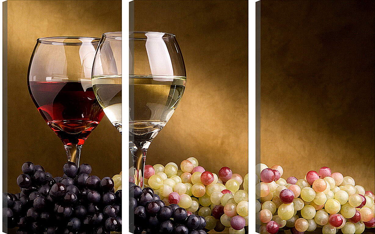 Модульная картина - Два бокала и виноград