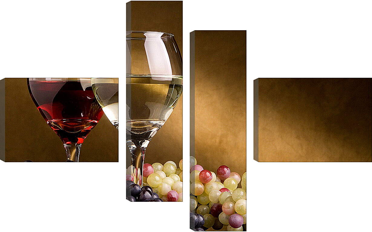 Модульная картина - Два бокала и виноград