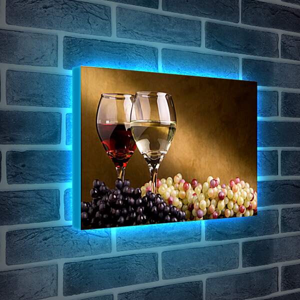 Лайтбокс световая панель - Два бокала и виноград
