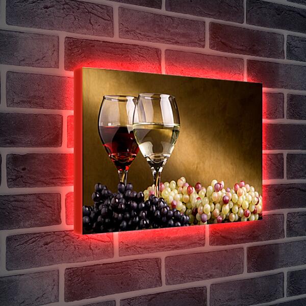 Лайтбокс световая панель - Два бокала и виноград