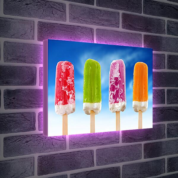 Лайтбокс световая панель - Мороженое разных цветов
