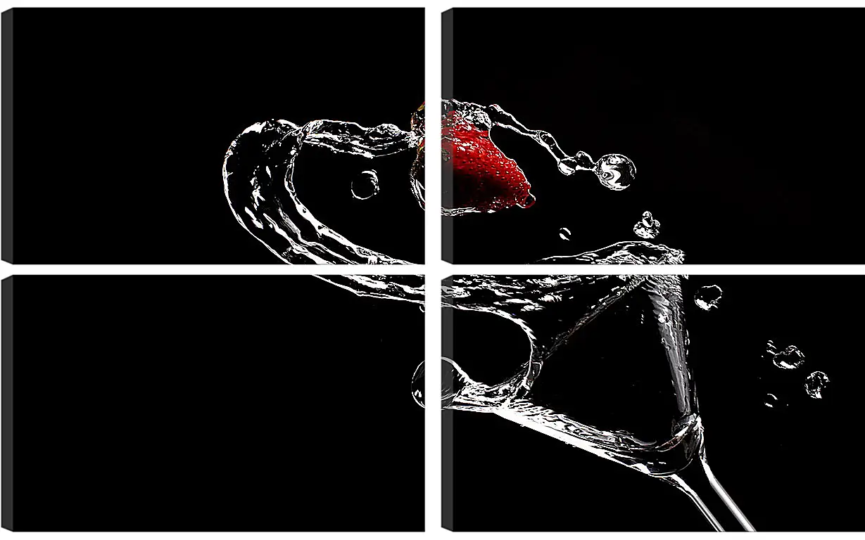 Модульная картина - Клубника и бокал