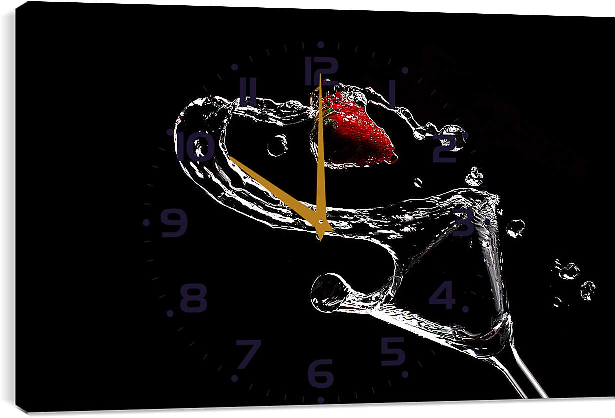 Часы картина - Клубника и бокал
