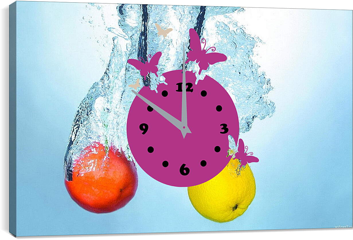 Часы картина - Фрукты в воде