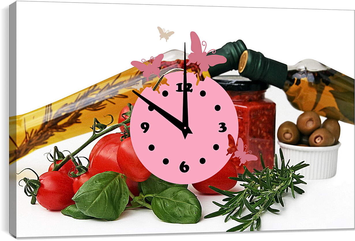 Часы картина - Томаты и оливки
