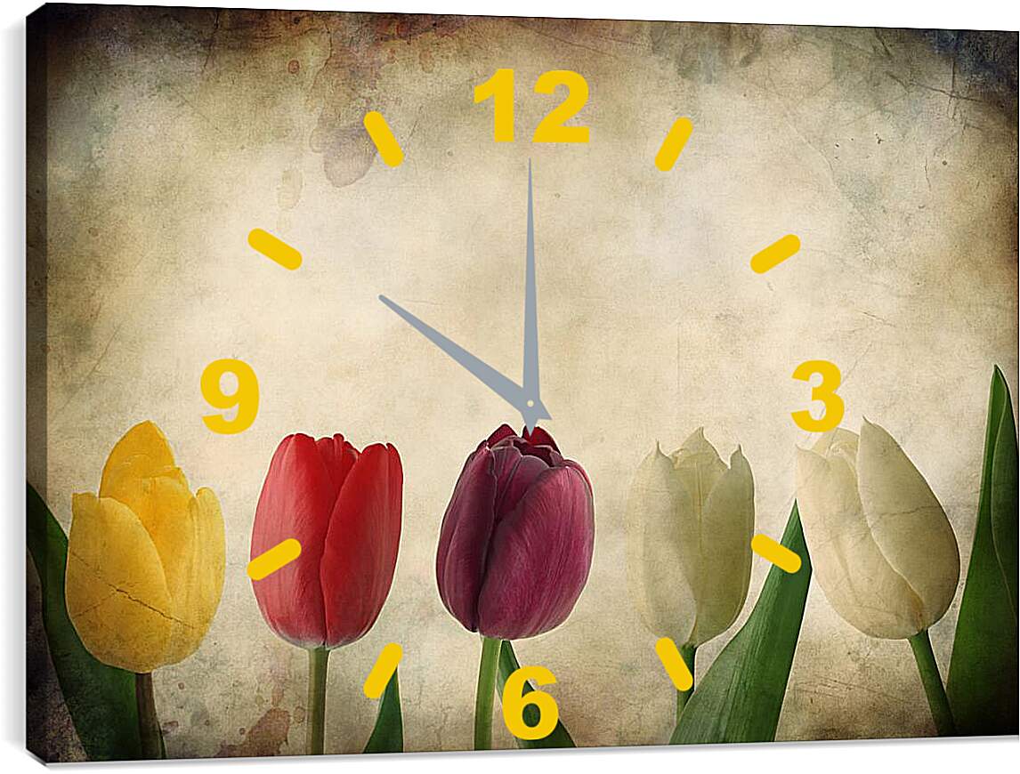 Часы картина - Тюльпаны