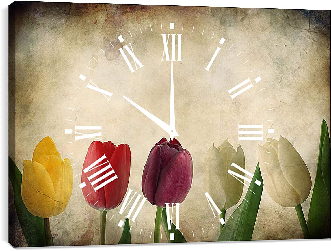 Часы картина - Тюльпаны