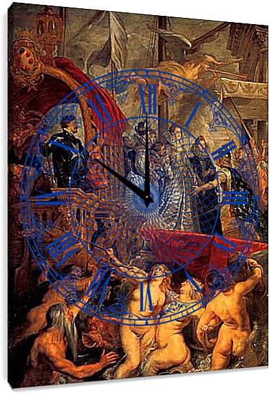 Часы картина - Le Debarquement de la reine a Marseille. Питер Пауль Рубенс