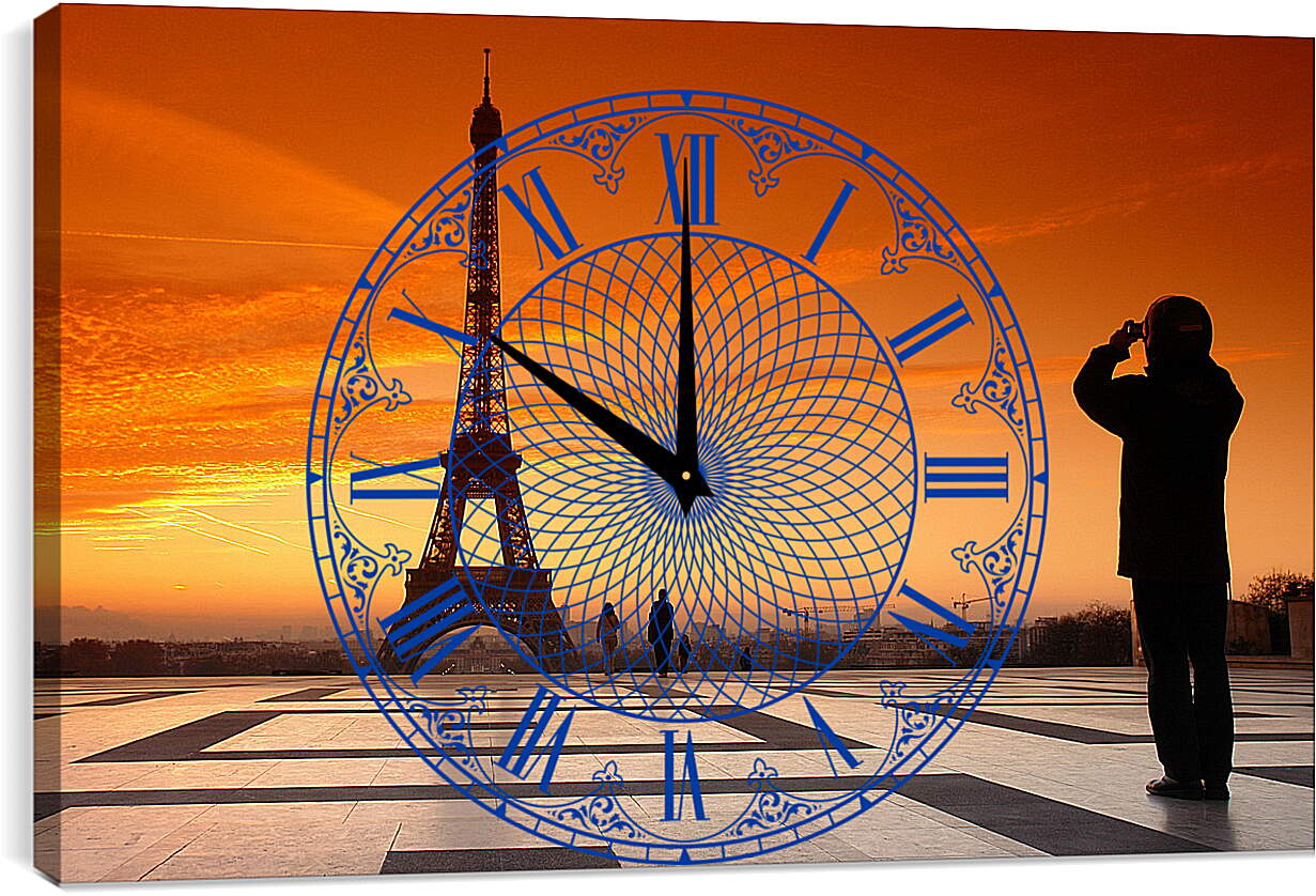 Часы картина - Площадь Трокадеро и Эйфелева башня