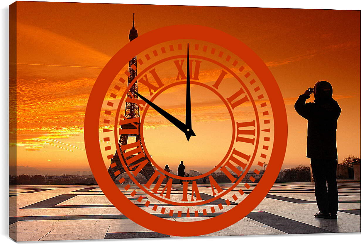 Часы картина - Площадь Трокадеро и Эйфелева башня