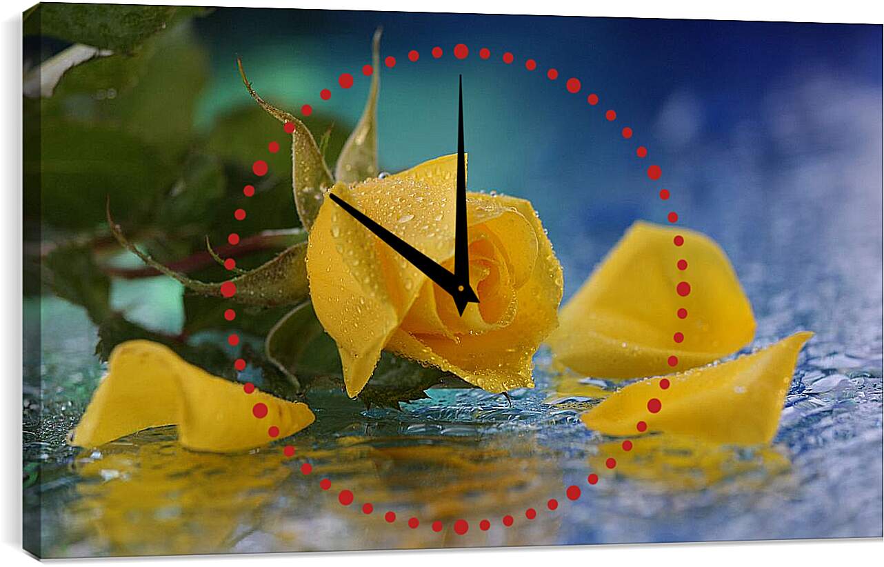 Часы картина - Желтая роза