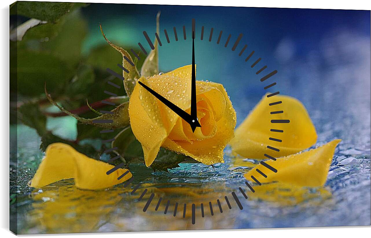 Часы картина - Желтая роза