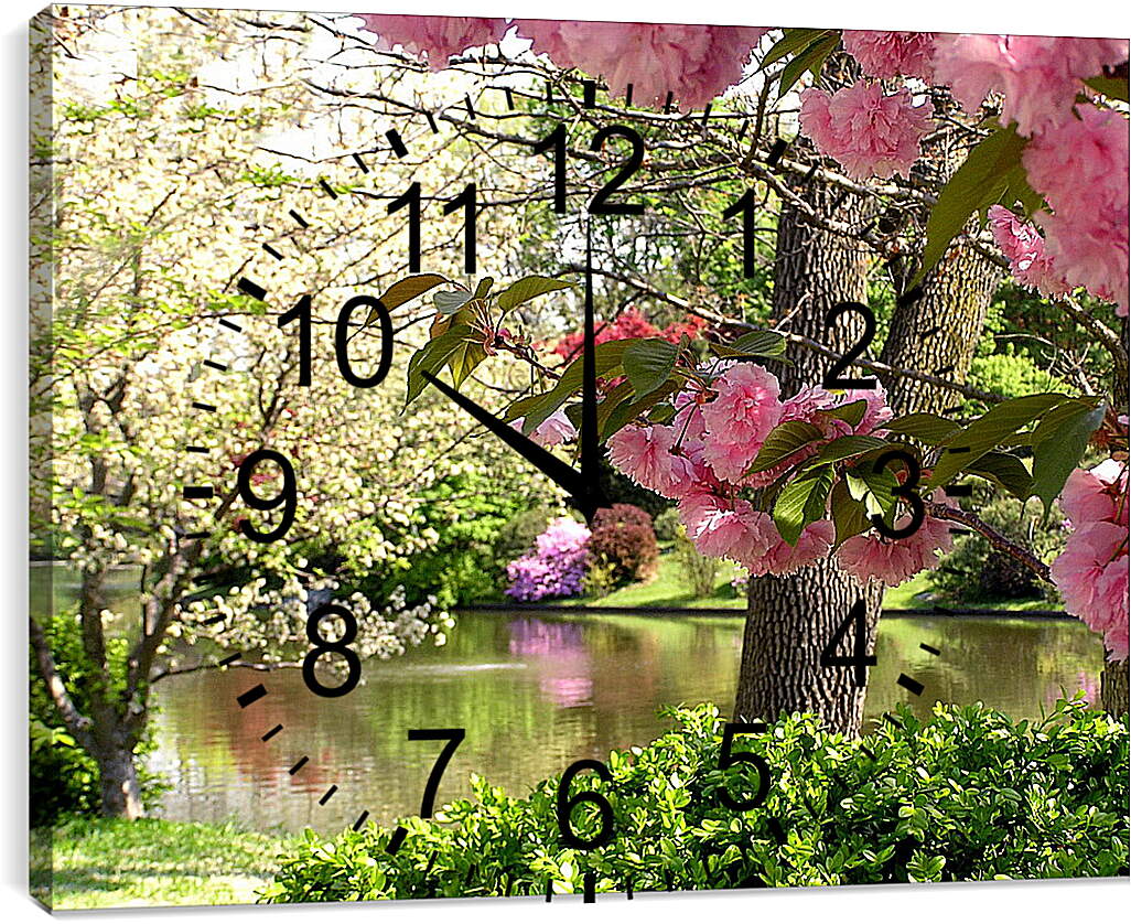 Часы картина - Цветущий весенний сад