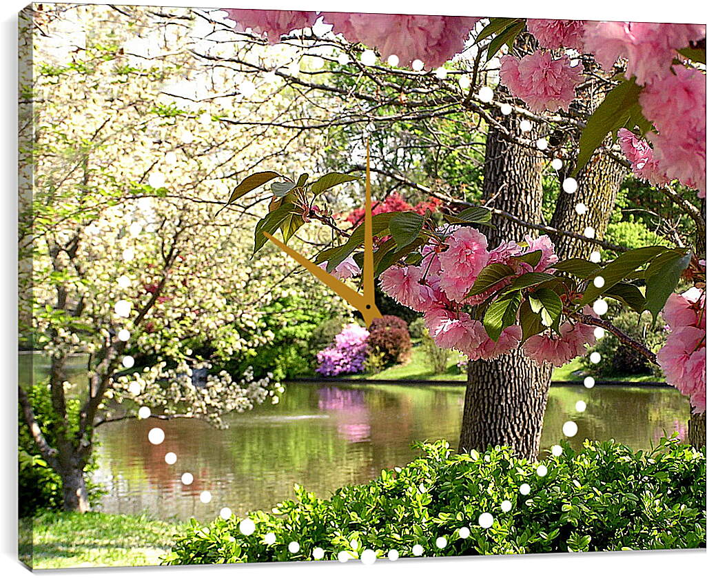 Часы картина - Цветущий весенний сад