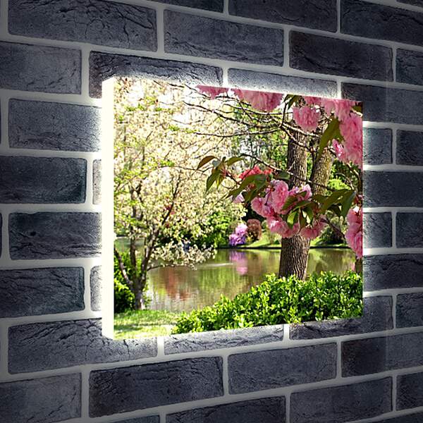 Лайтбокс световая панель - Цветущий весенний сад