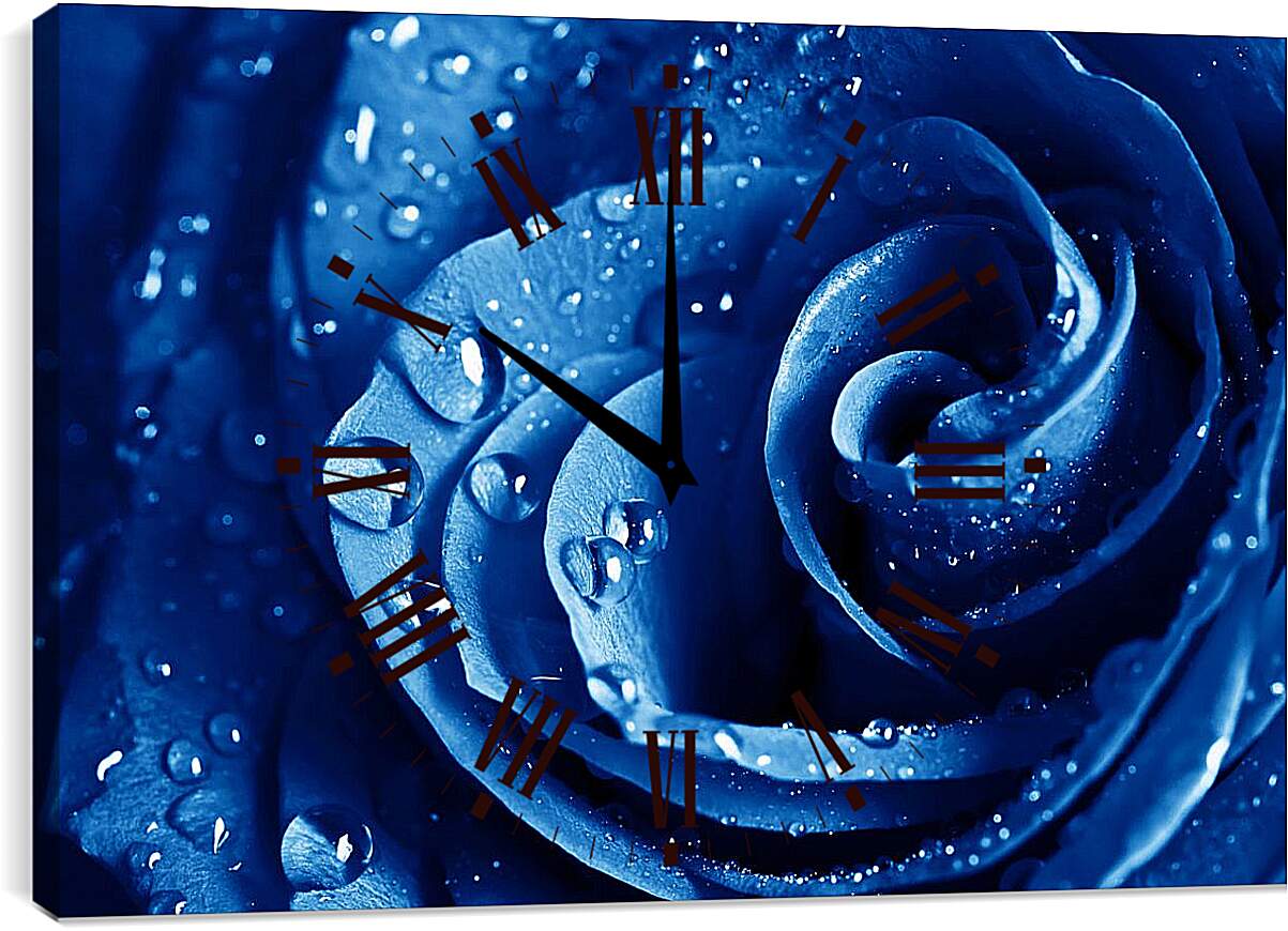 Часы картина - Синяя роза