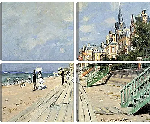 Модульная картина - Beach at Trouville. Клод Моне