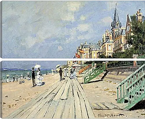 Модульная картина - Beach at Trouville. Клод Моне