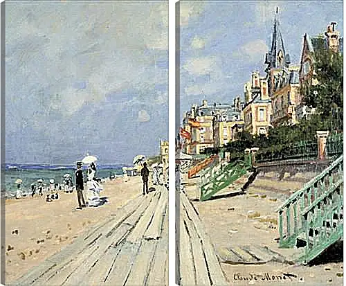 Модульная картина - Beach at Trouville. Клод Моне