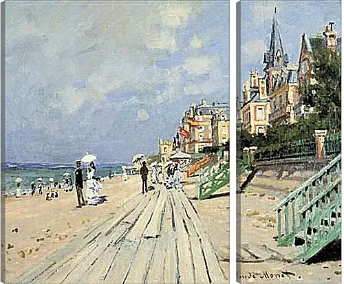 Модульная картина - Beach at Trouville. Клод Моне