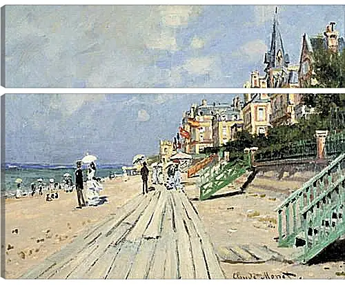 Модульная картина - Beach at Trouville. Клод Моне