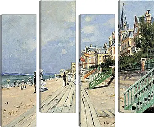 Модульная картина - Beach at Trouville. Клод Моне