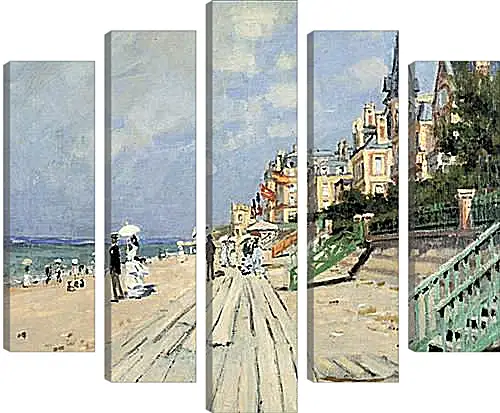 Модульная картина - Beach at Trouville. Клод Моне