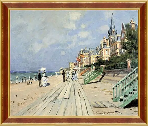 Картина в раме - Beach at Trouville. Клод Моне