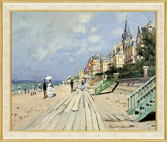 Картина в раме - Beach at Trouville. Клод Моне