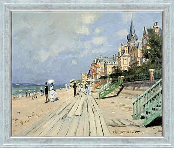 Картина в раме - Beach at Trouville. Клод Моне