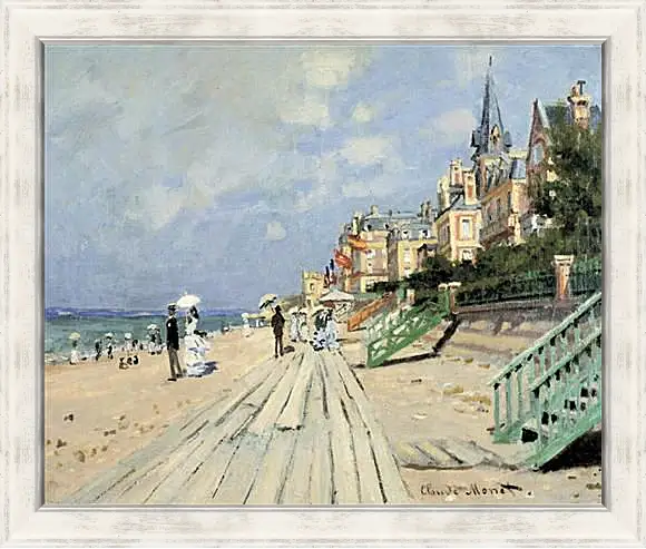 Картина в раме - Beach at Trouville. Клод Моне