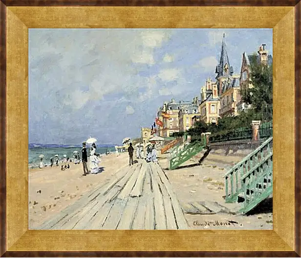 Картина в раме - Beach at Trouville. Клод Моне