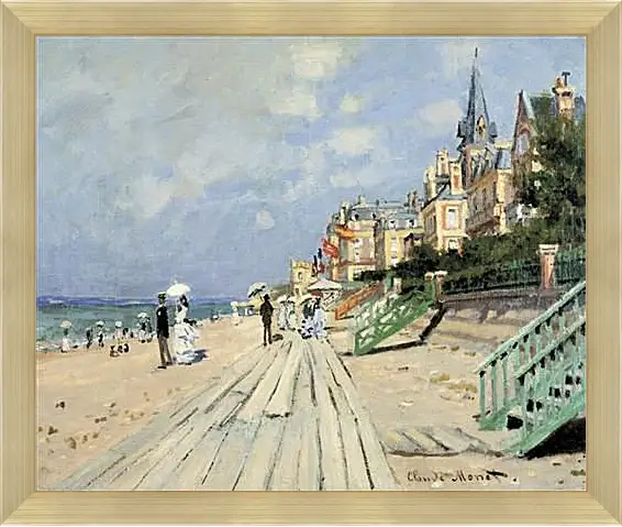 Картина в раме - Beach at Trouville. Клод Моне