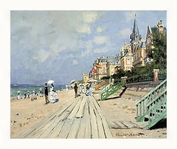 Картина в раме - Beach at Trouville. Клод Моне