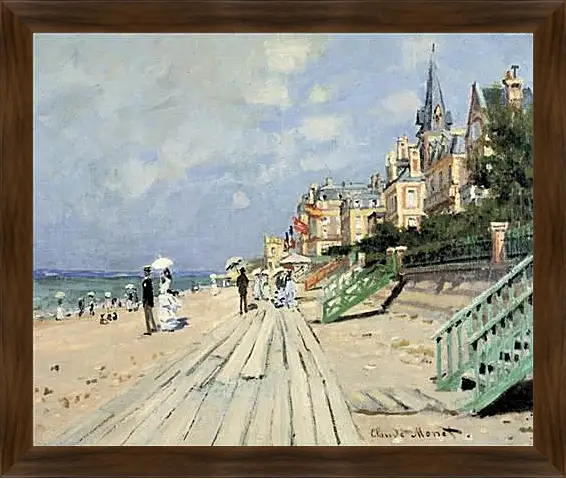 Картина в раме - Beach at Trouville. Клод Моне