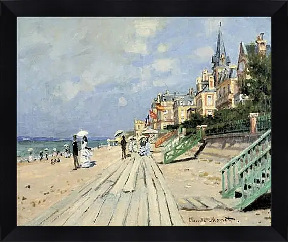 Картина в раме - Beach at Trouville. Клод Моне