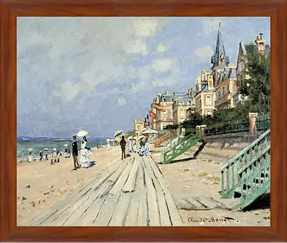 Картина в раме - Beach at Trouville. Клод Моне