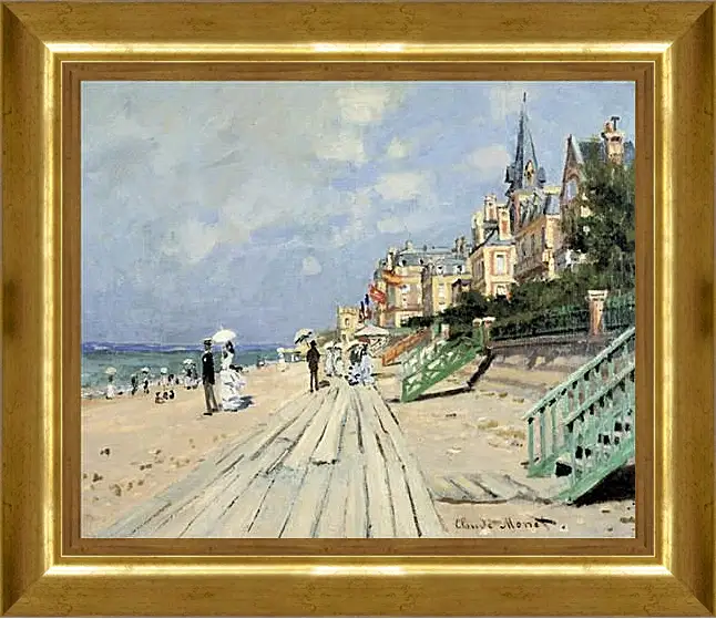 Картина в раме - Beach at Trouville. Клод Моне