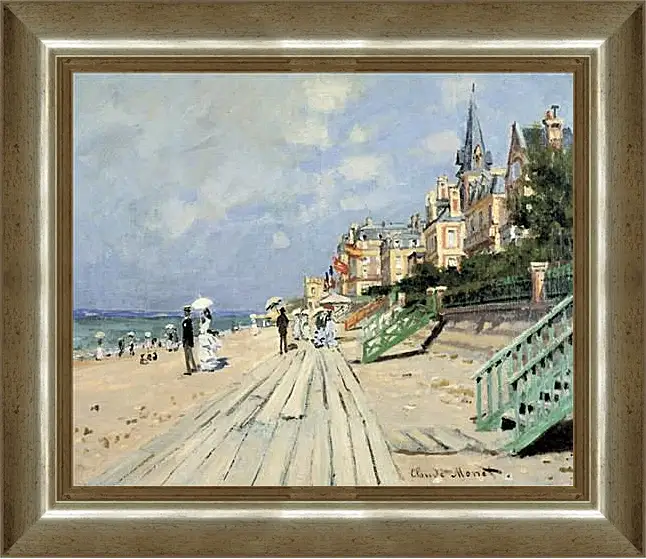 Картина в раме - Beach at Trouville. Клод Моне