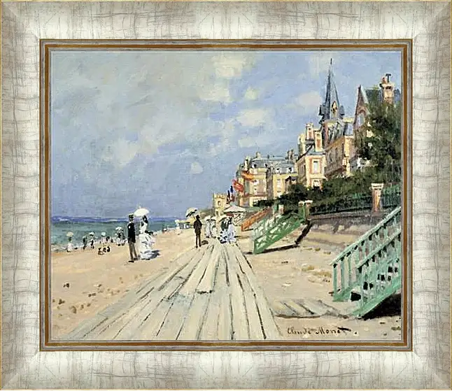 Картина в раме - Beach at Trouville. Клод Моне